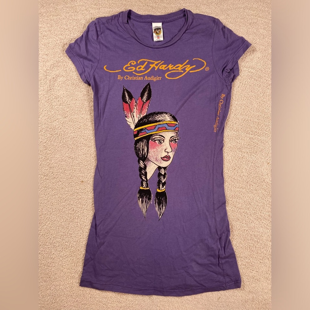 Women’s Medium Purple Ed Hardy Short Sleeve Tshirt
